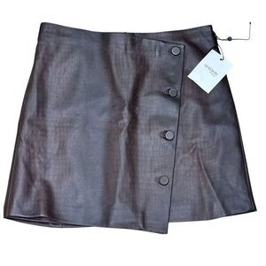 Mason by Michelle Mason Faux Leather Mini Skirt in Brown NWT Size Small